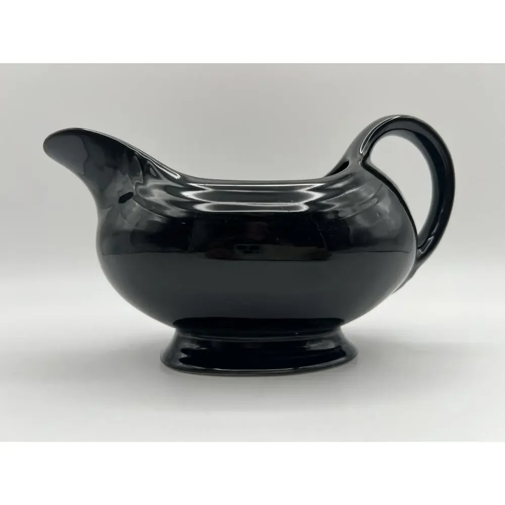 Homer Laughlin Fiesta BLACK Ceramic Open Sauce / Gravy Boat Retired